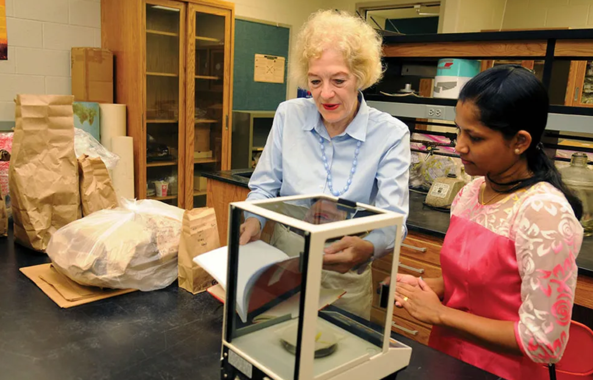 Mary Beth Kirkham (left) in her lab at Kansas State University. Credit: k-state.edu