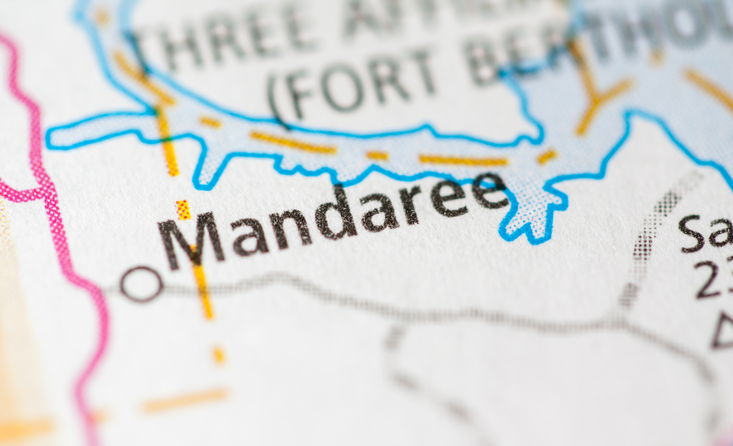 Mandaree，北达科他州，在地图上。