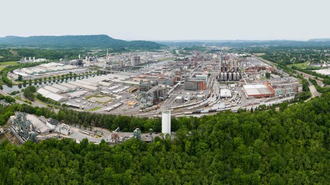 An aerial view of Eastman's Kingsport, Tennessee headquarters facility. Courtesy, Eastman Chemical