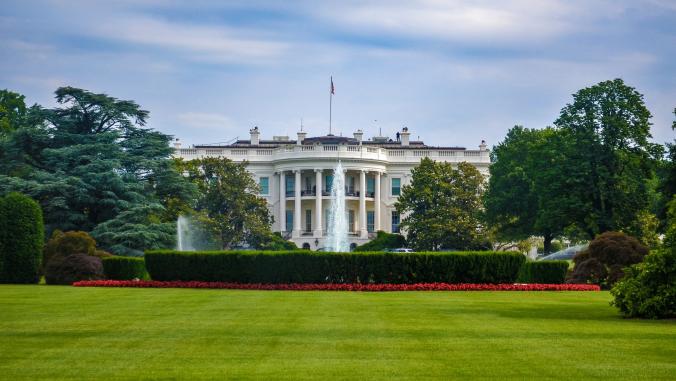 The White House with view of lawn in front