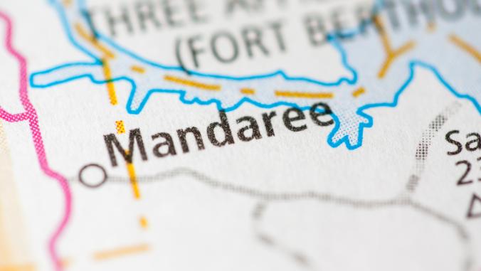 Mandaree，北达科他州，在地图上。