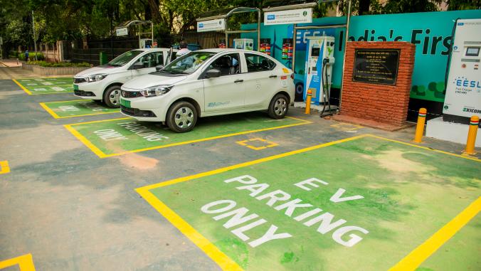 EVs charging in New Delhi, India