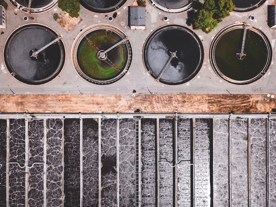 污水处理厂鸟瞰图。