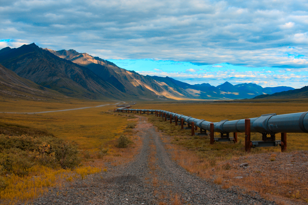 阿拉斯加北坡的Trans-Alaskan Oil管道“>
           <div class=