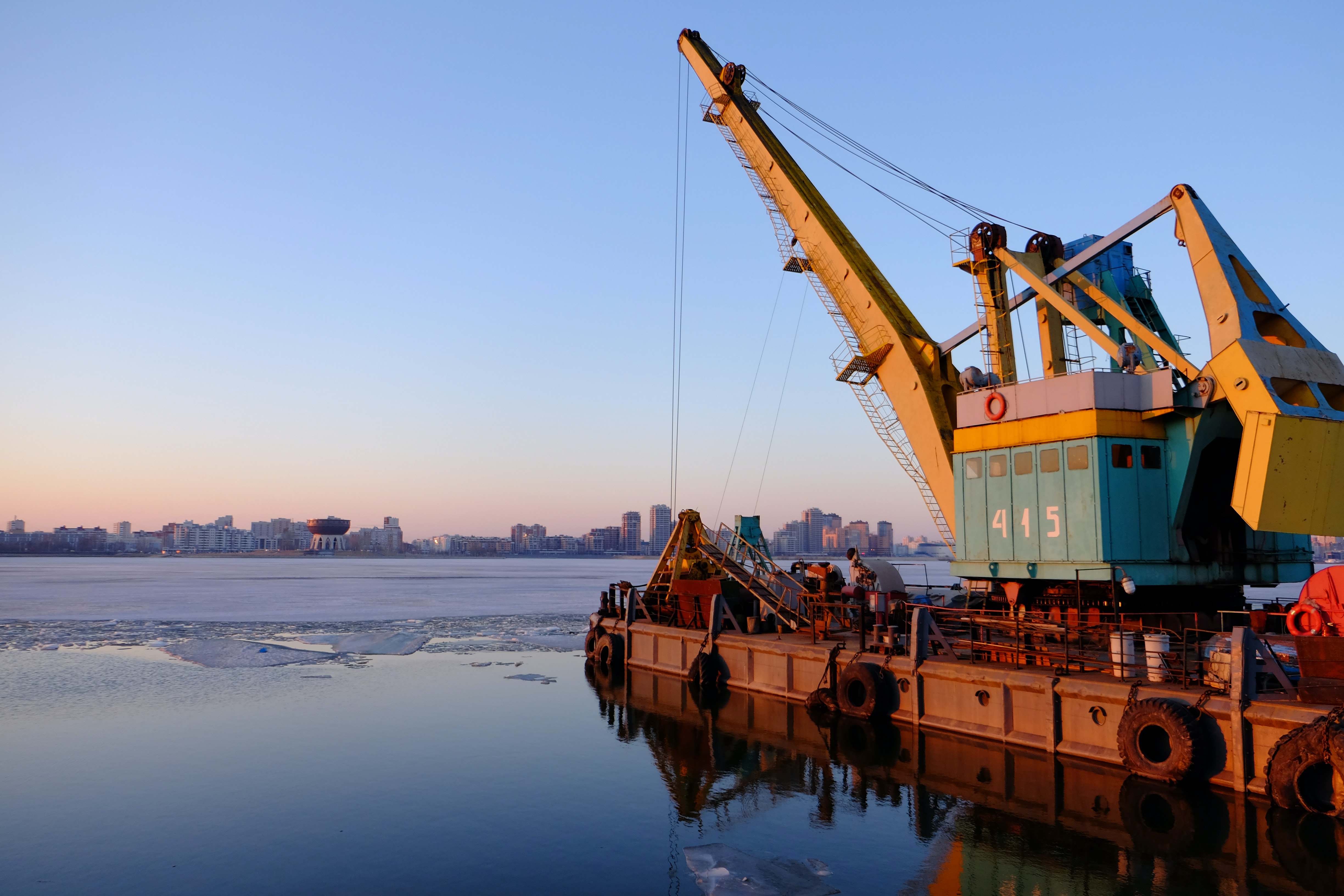 Industrial crane on a container ship.