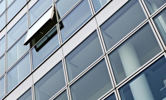 An open window at an office building.