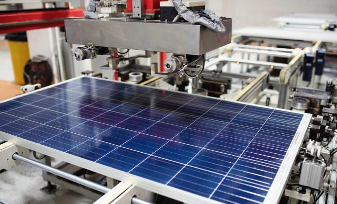 solar panel manufacturing in a factory