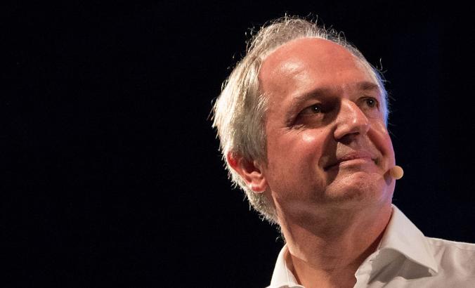 Paul Polman在2014年在Dublin，爱尔兰的一个年轻世界会议。