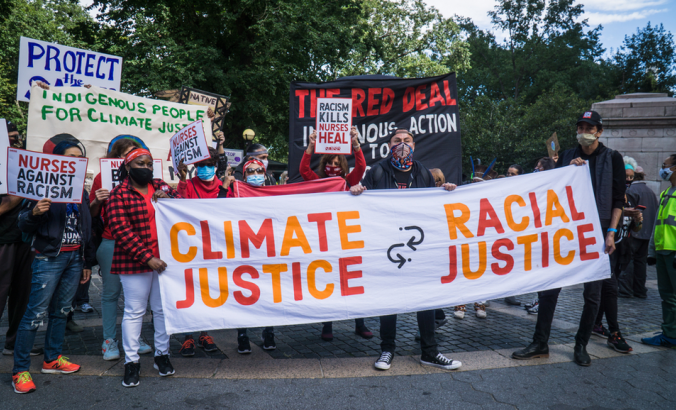 Various activists groups marched demanding climate and racial justice.