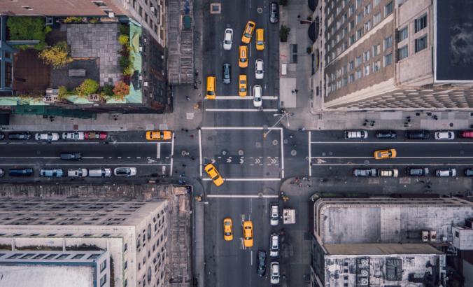 New York City buildings, aerial view