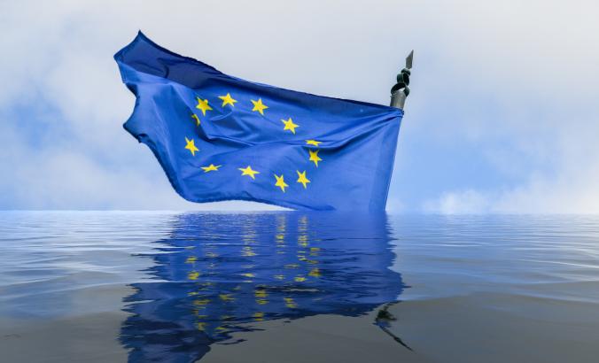 EU flag in water 