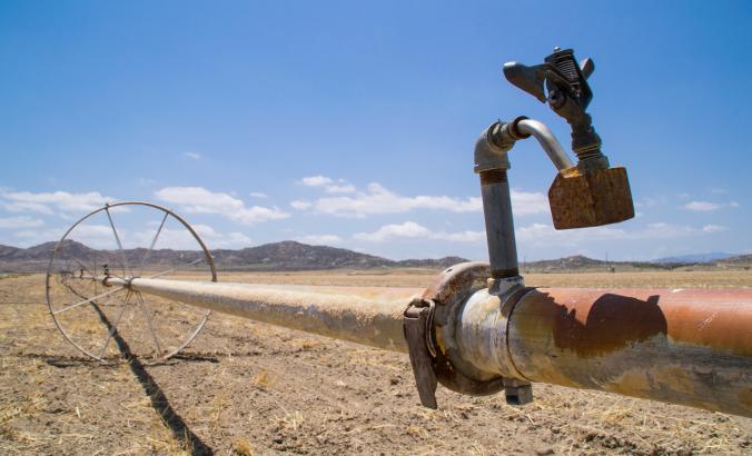 irrigation pipe on dry land