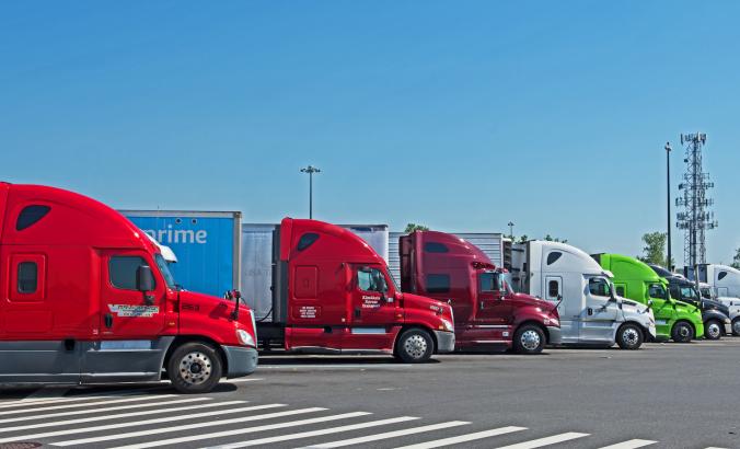 Trucks at the Vince Lombardi rest stop in New Jersey