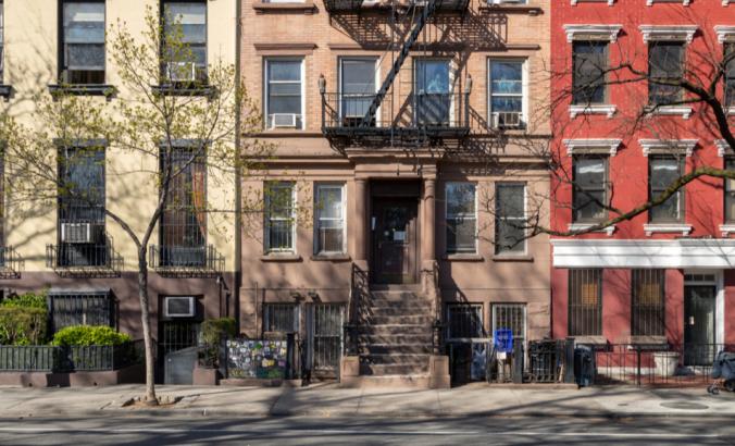 Colorful old buildings on 10th Street in the East Village of Manhattan in New York City