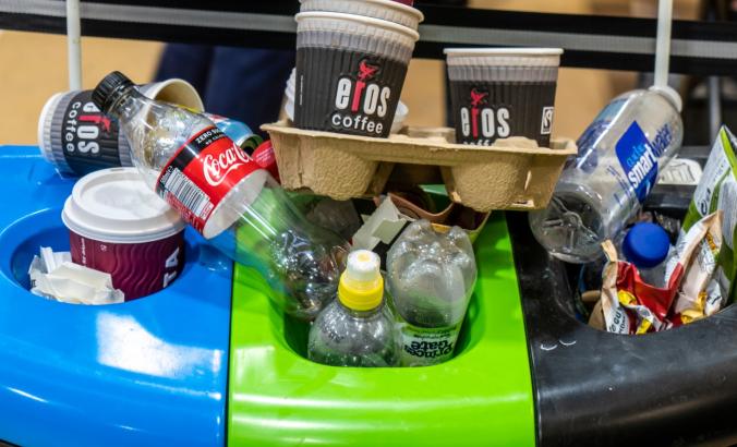 Overflowing waste bins in Sussex, England, are evidence of consumers' confusion.