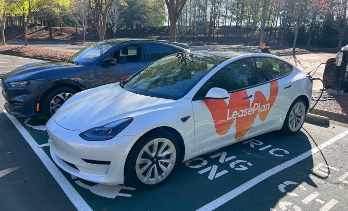 LeasePlan vehicles in a parking lot